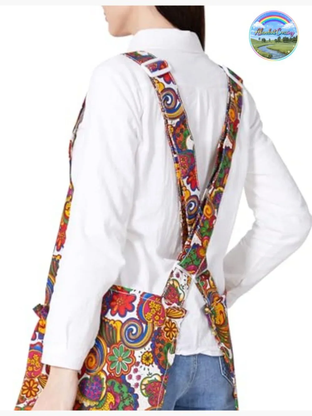 Adjustable Cross Back Apron with Pockets Cotton Linen Blend for Cooking
